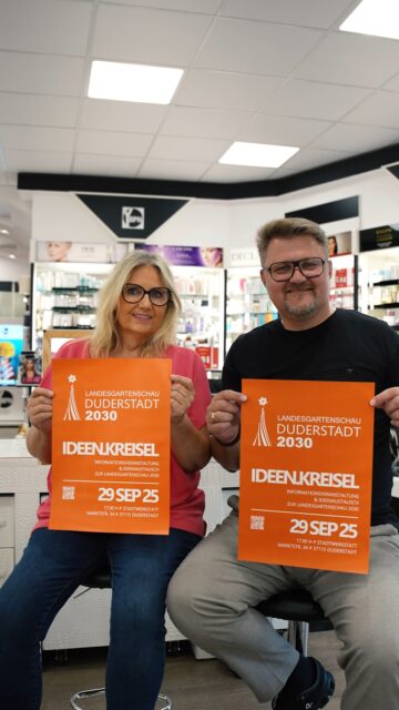 🌸 Ideen.Kreisel zur Landesgartenschau 2030 🌿

Bevor der Realisierungswettbewerb startet, sind Eure Ideen gefragt. Kommt am 29. September um 17.00 Uhr in die Stadtwerkstatt in der Marktstraße und bringt Eure Vorschläge mit. 😊

Alle Anregungen fließen in einen Ideen-Katalog für die Planungsbüros ein. Gestaltet Duderstadt aktiv mit und macht unsere Stadt fit für 2030. 🌼

#Landesgartenschau #2030 #Duderstadt #IdeenKreisel #Bürgerbeteiligung #GemeinsamGestalten